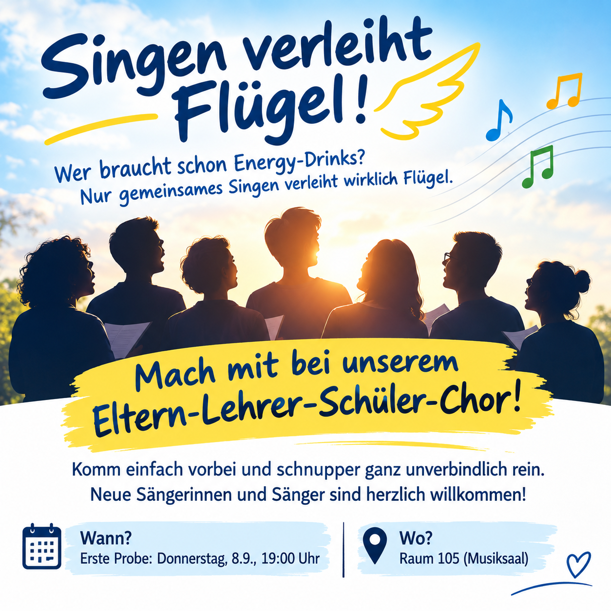 Start: 8.10. Lehrer-Schüler-Eltern Chor
